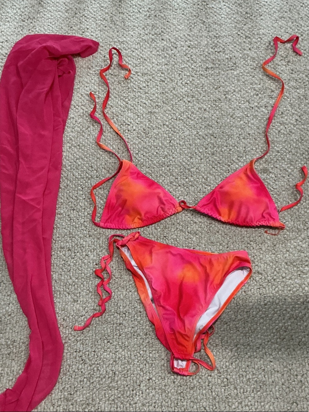 Pink & Orange Tie-Dye String Bikini